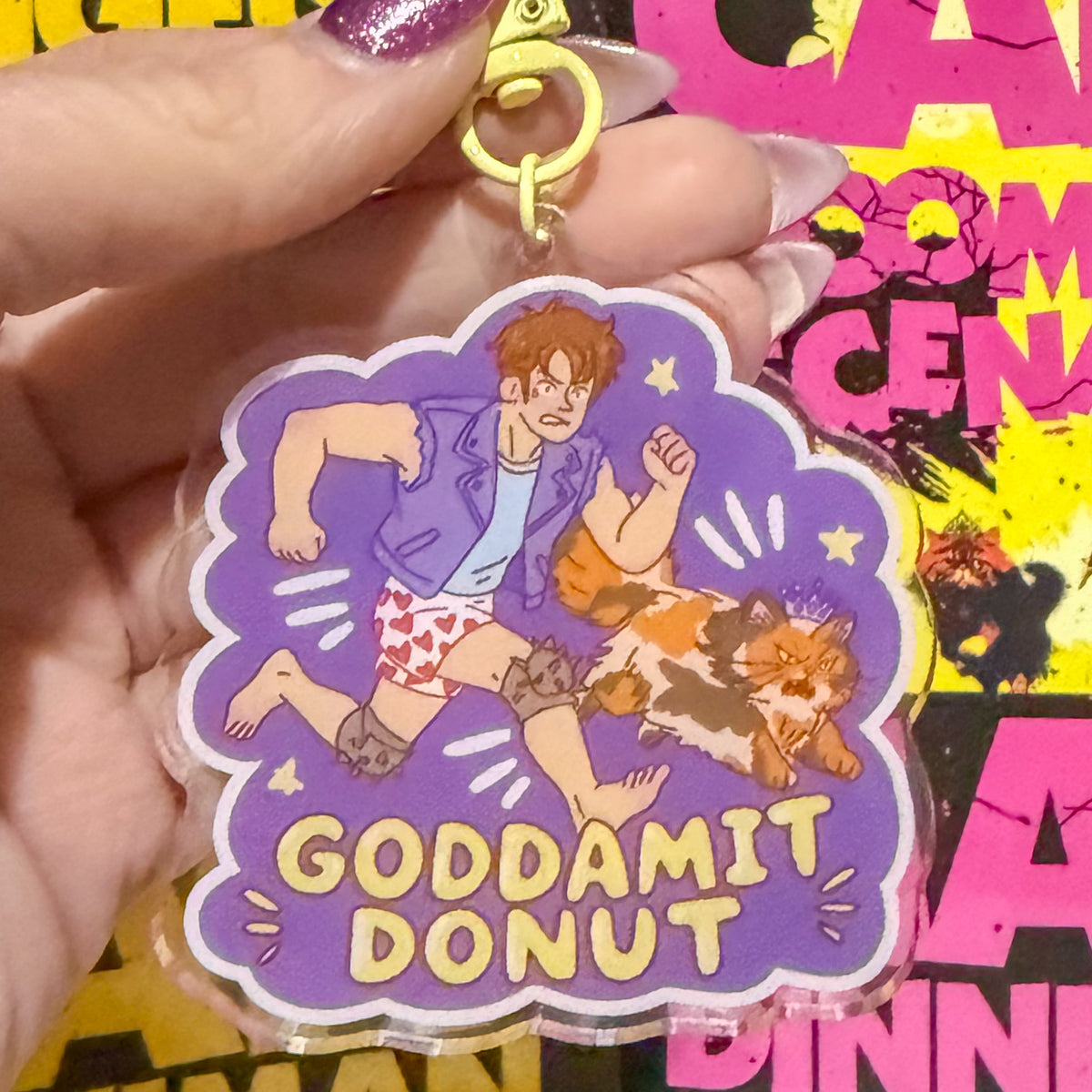 DCC Purple Goddamit Donut Keychain