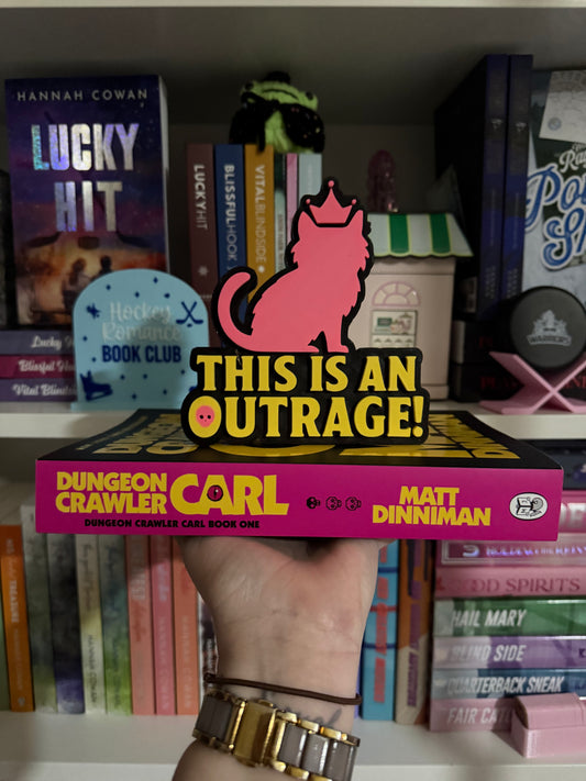 "This Is An Outrage!" Shelf Sign