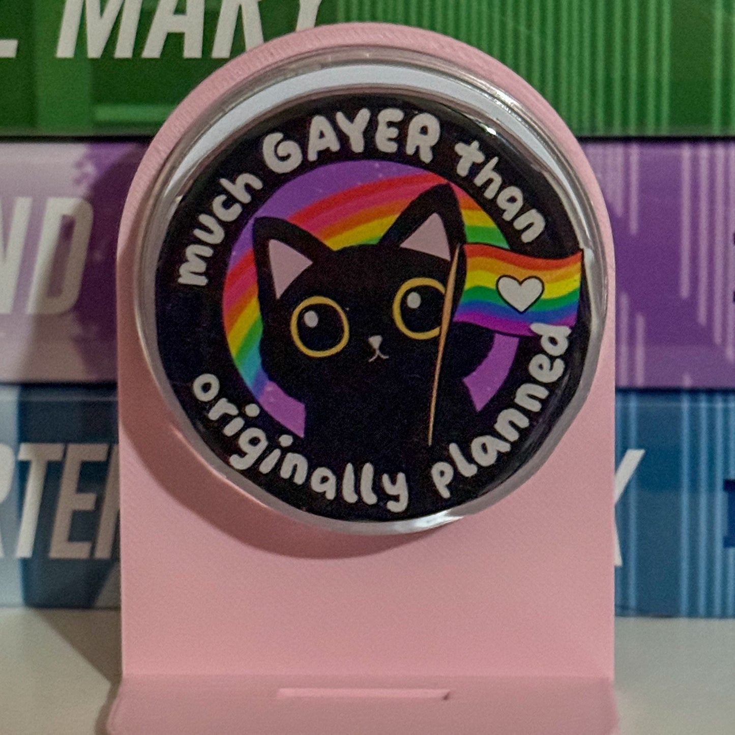 Much Gayer than Originally Planned Magnetic Phone/Kindle Grip