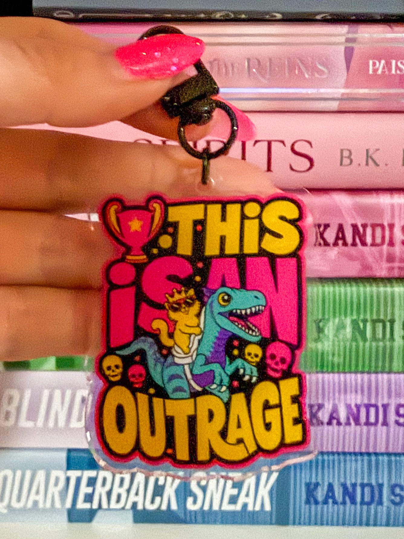 This is an Outrage Keychain