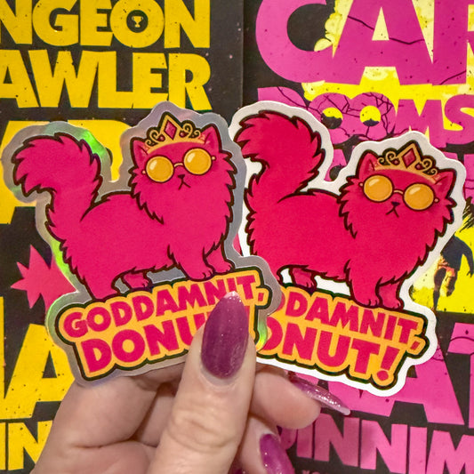 DCC Pink/Yellow Goddamnit Donut Sticker  7cm
